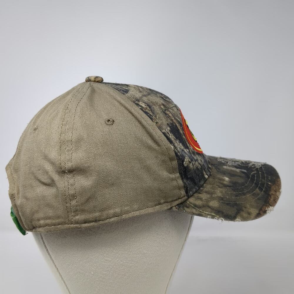 Zoom Bait Company Woodland Camo Logo Baseball Cap Brown Green One Size Hat Strap - Picture 5 of 9